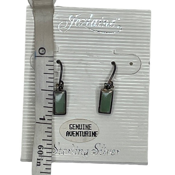 Jezlaine Genuine Aventurine Sterling Silver Earrings for Pierced Ears - Picture 2 of 4